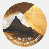 Zwart Goud Yoga Meditatie Instructeur Reiki Master Ronde Sticker (Voorkant)