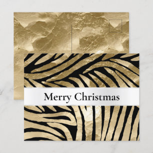 Zwart Goud Zebra Kerstmis Briefkaart
