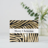 Zwart Goud Zebra Kerstmis Briefkaart (Staand voorkant)