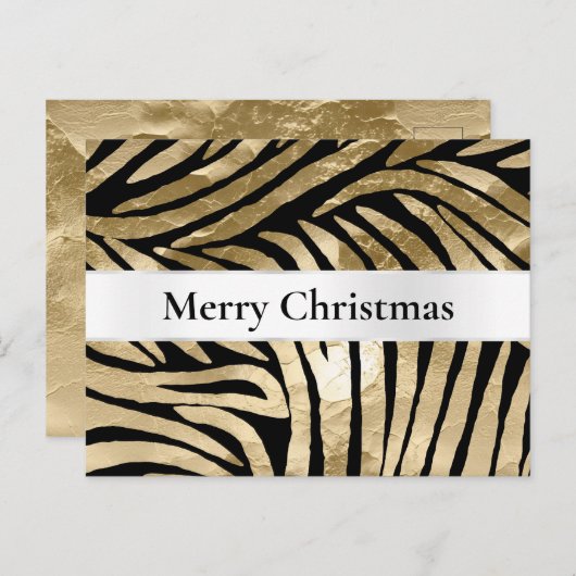 Zwart Goud Zebra Kerstmis Briefkaart (Voorkant / Achterkant)