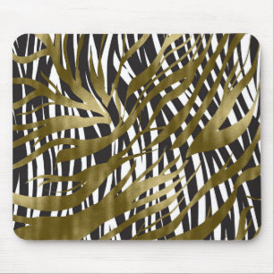 Zwart & Goud Zebraprint Safari Chic Glamour Muismat