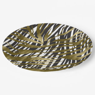 Zwart & Goud Zebraprint Safari Chic Glamour Papieren Bordje