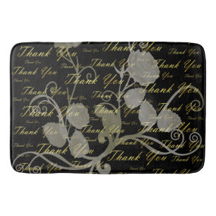 zwart, goud, zilver, dank je, bloemen, bloem, bloe badmat
