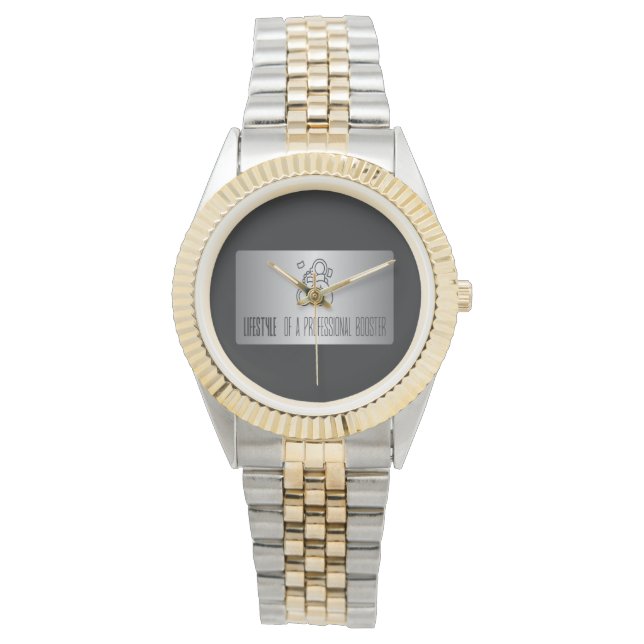 Zwart, goudachtig zilver - zoals Horloge (Voorkant)