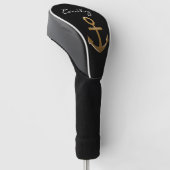 Zwart-goudanker Golfheadcover (Schuin)