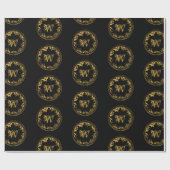 Zwart & goudbijtend monogram cadeaupapier (Vlak)