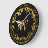 Zwart & goudbijtend  monogram grote klok (Hoek)