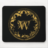 Zwart & goudbijtend monogram muismat (Voorkant)