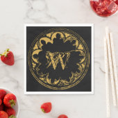 Zwart & goudbijtend  monogram servet (Insitu)