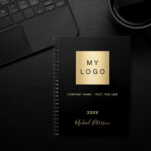 Zwart goudbruine monogram voor zakelijk logo notitieboek