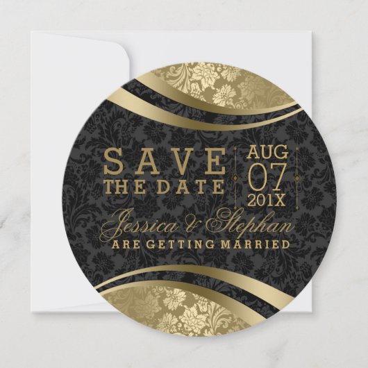 Zwart-gouddampen slaan de datum op save the date (Voorkant)
