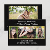 Zwart/Gouden Achtergrond-3x5 Afstuderen Aankondigi Aankondiging (Voorkant / Achterkant)