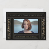 Zwart-gouden Afstuderen Foto Aankondiging (Voorkant)