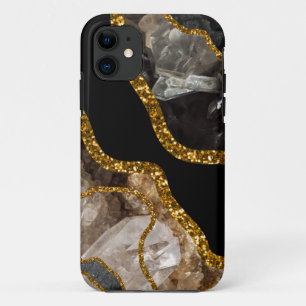 Zwart & Gouden Agaat Geode iPhone 11 Hoesje