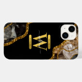 Zwart & Gouden Agaat Geode Monogram Case-Mate iPhone Case (Achterkant (horizontaal))