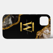 Zwart & Gouden Agaat Geode Monogram Case-Mate iPhone Case (Achterkant (horizontaal))