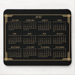 Zwart Gouden Art Deco Kalender 2017 Muismat