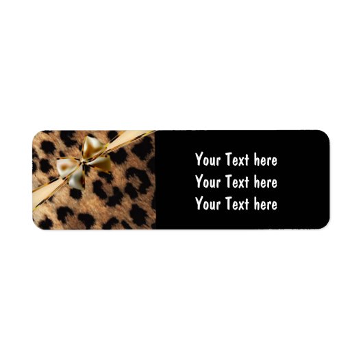 Zwart & Gouden Boog Leopard Cheetah Glam Party Etiket (Voorkant)