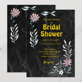 Zwart Gouden Bruidsmeisje Uitnodiging (Voorkant / Achterkant)