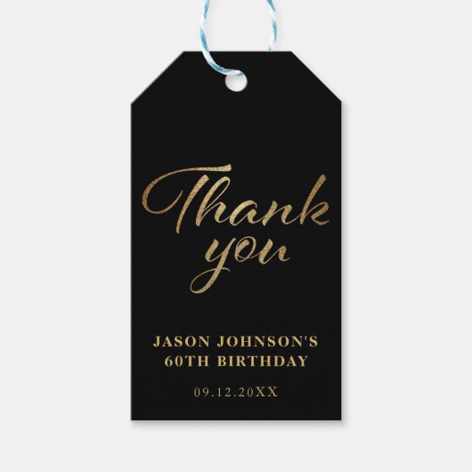 Zwart-gouden dank cadeaulabel (Voorkant)