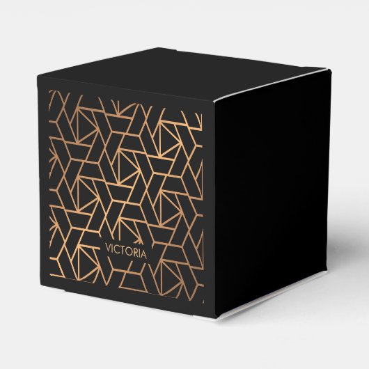 Zwart-gouden elegant patroon bedankdoosjes (Achterkant)