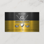 Zwart-Gouden Elegante Golf Monogram Zakelijke Visi Visitekaartje (Achterkant)