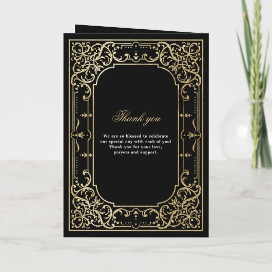 Zwart-gouden elegante romantische bruiloft programma (Achterkant)