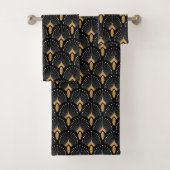 Zwart, gouden en witte deco-ventilator bad handdoek (Insitu)