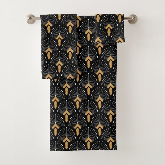 Zwart, gouden en witte deco-ventilator bad handdoek (Insitu)