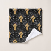Zwart, gouden en witte deco-ventilator bad handdoek (Wasdoekje)