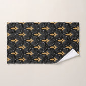 Zwart, gouden en witte deco-ventilator bad handdoek (Handdoek)