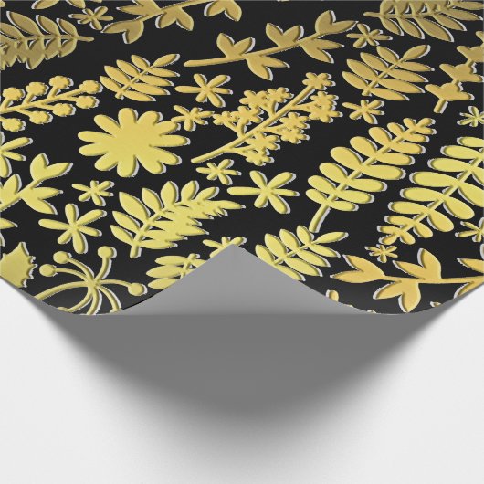 Zwart gouden en zilveren kerstboompatroon cadeaupapier (Hoek)