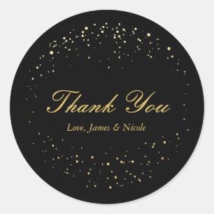 Zwart & Gouden Folie Abstracte Cirkel Stippen Stic Ronde Sticker