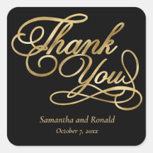 Zwart & Gouden Folie Dank u Kalligrafie Trouwen