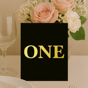 Zwart & Gouden Folie Elegante Trouwtafel Nummers Feestdagenkaart