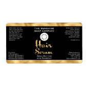 Zwart & Gouden Folie Haar Serum Fles Label w / log (Voorkant)