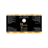 Zwart & Gouden Folie Haar Serum Fles Label w / log (Voorkant)