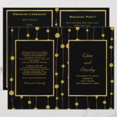 Zwart, gouden folie kralen trouwvouwprogramma (Voorkant / Achterkant)