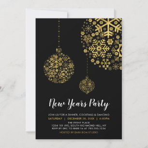 Zwart & Gouden Folie Moderne New Years Eve Party Kaart