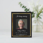 Zwart gouden foto begrafenis programma kaart (Staand voorkant)