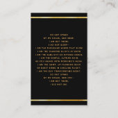 Zwart gouden foto kruis boog begrafenis gebedskaar visitekaartje (Achterkant)