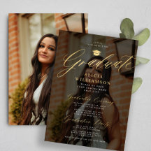 Zwart gouden foto overlay elegant script afstudere