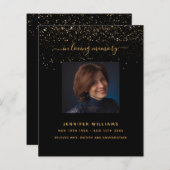 Zwart gouden fotoelegant begrafenisprogramma (Voorkant / Achterkant)