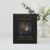 Zwart gouden fotoelegant begrafenisprogramma (Staand voorkant)