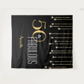 Zwart gouden fotohokje-achtergrond voor verjaardag wandkleed (Voorkant (horizontaal))