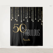 Zwart gouden fotohokje-achtergrond voor verjaardag wandkleed (Voorkant)