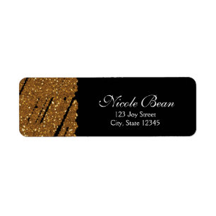 Zwart & Gouden Glitter Glamour Chic Adreslabels Etiket