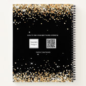 Zwart gouden glitter pen script name notitieboek (Achterkant)