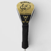 Zwart-gouden golfwisselingen op maat golfheadcover (Voorkant)