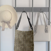 Zwart-gouden Grieks sleutelpatroon Crossbody Tas